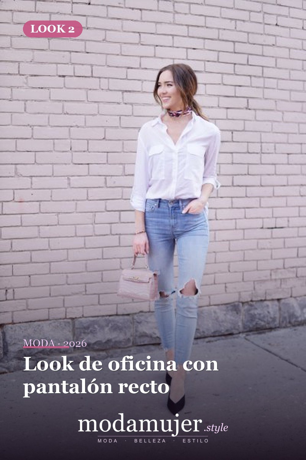 Look de oficina con pantalón recto — Cómo usar zapatos de tacón de gatito: las 13 mejores ideas