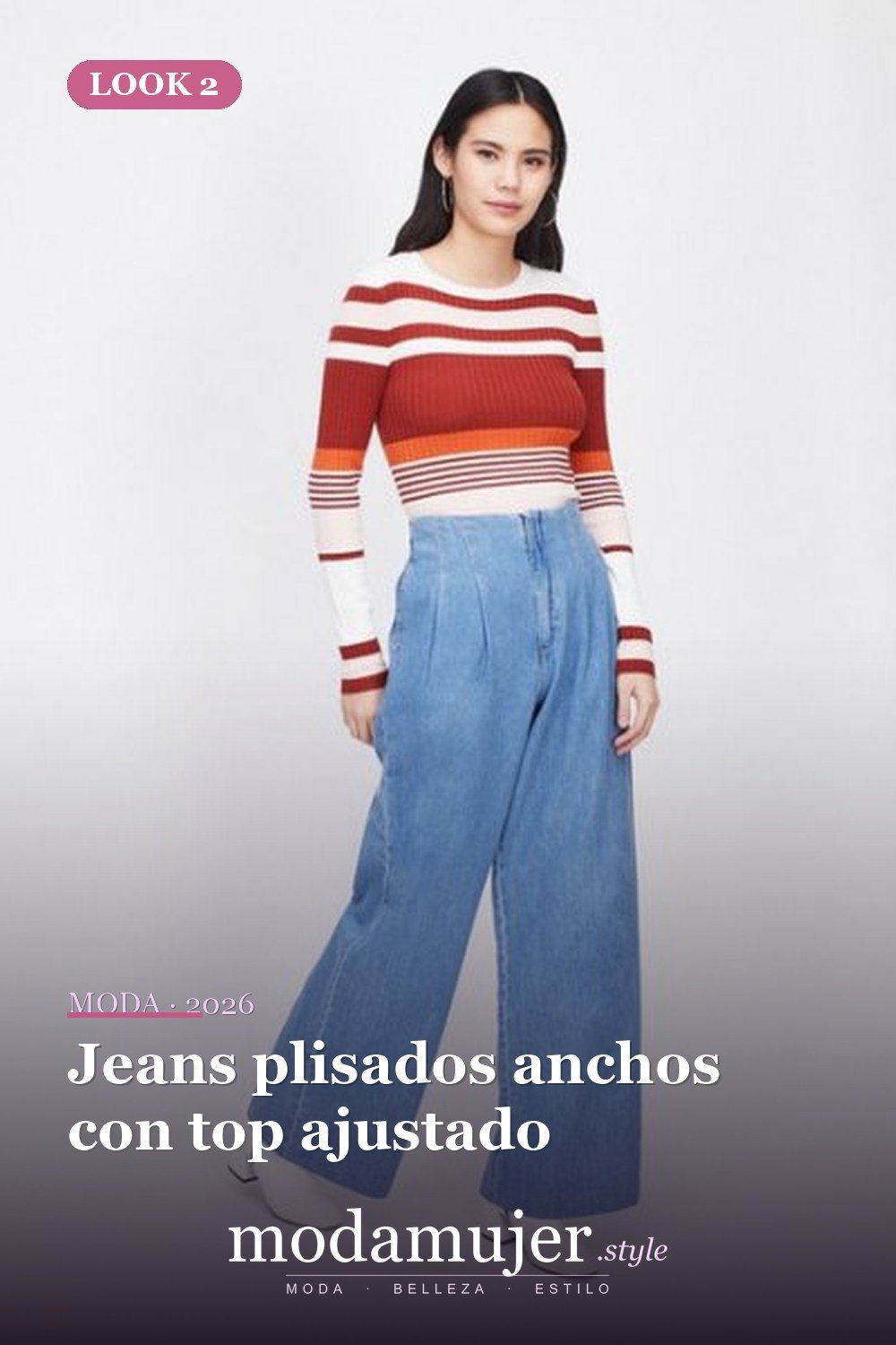 Jeans plisados anchos con top ajustado — Cómo usar jeans plisados: las mejores ideas de atuendos para mujer