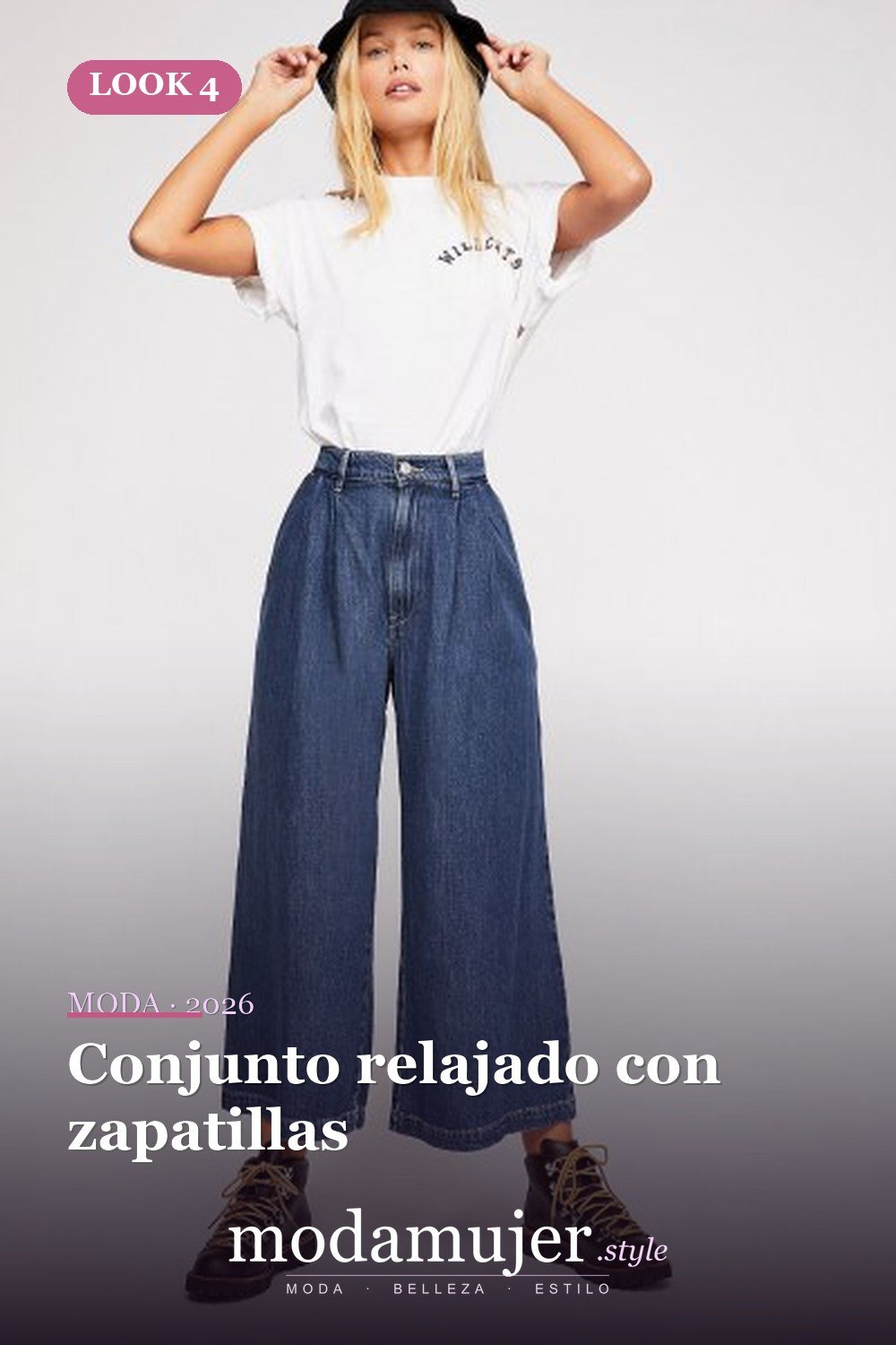 Conjunto relajado con zapatillas — Cómo usar jeans plisados: las mejores ideas de atuendos para mujer