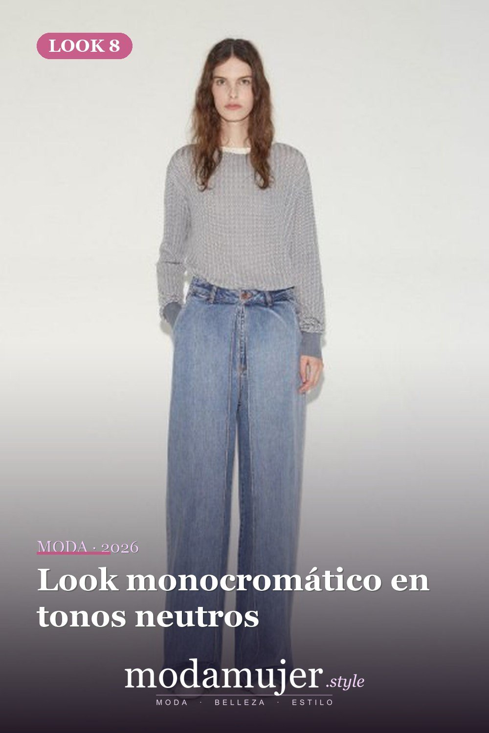 Look monocromático en tonos neutros — Cómo usar jeans plisados: las mejores ideas de atuendos para mujer