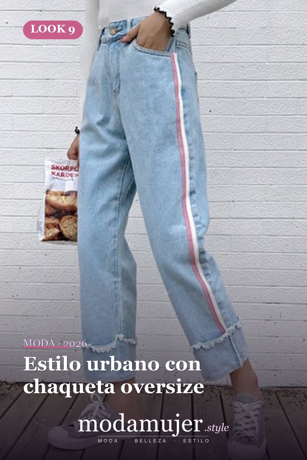 Estilo urbano con chaqueta oversize — Cómo usar jeans plisados: las mejores ideas de atuendos para mujer