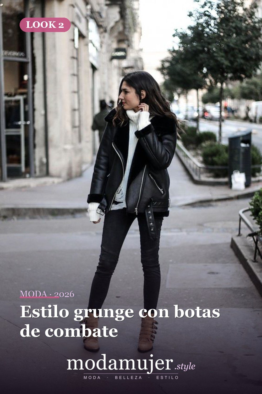 Estilo grunge con botas de combate — 15 atuendos atrevidos con abrigos de aviador de piel de oveja