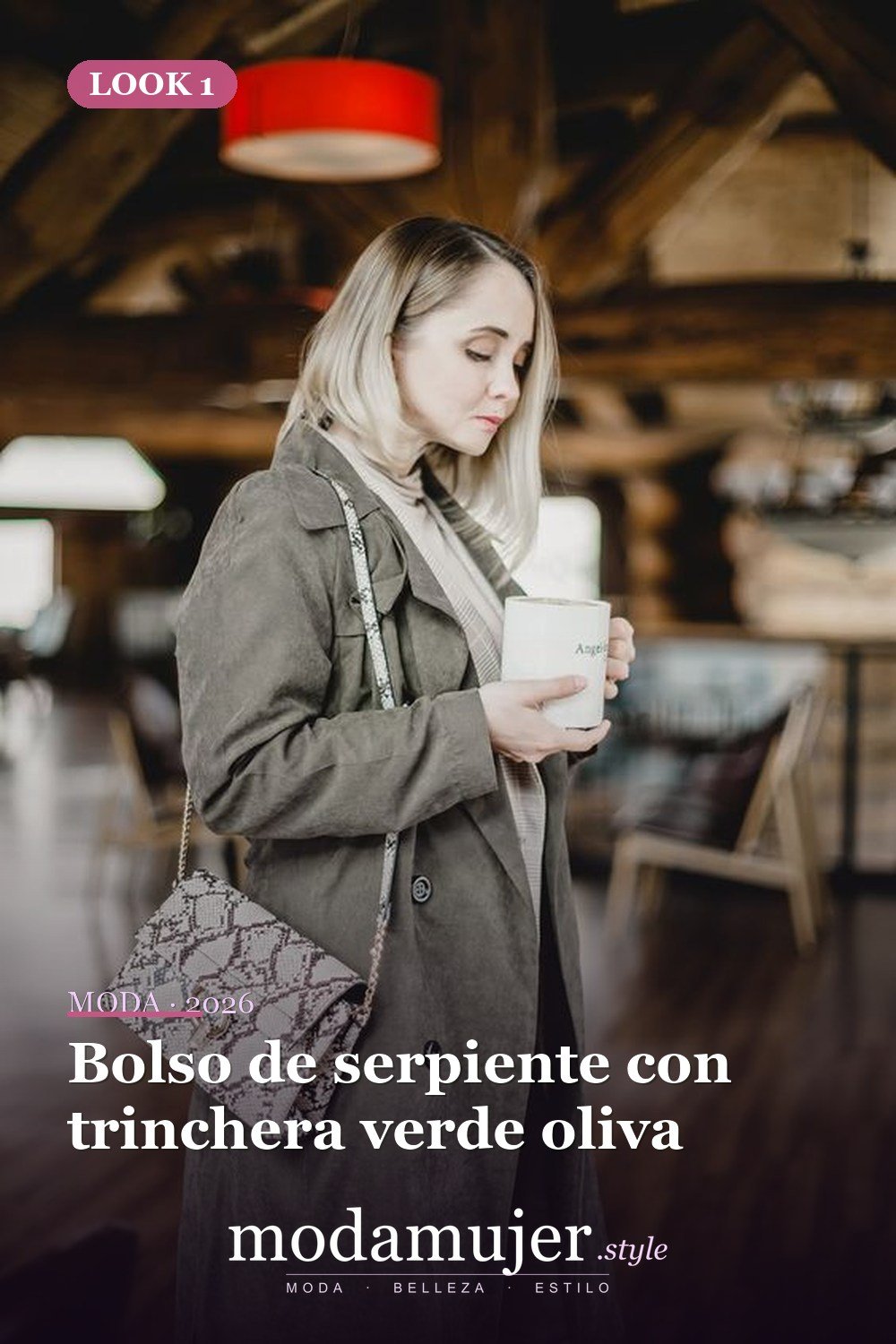 Bolso de serpiente con trinchera verde oliva — 15 bolsas de piel de reptil para un toque moderno