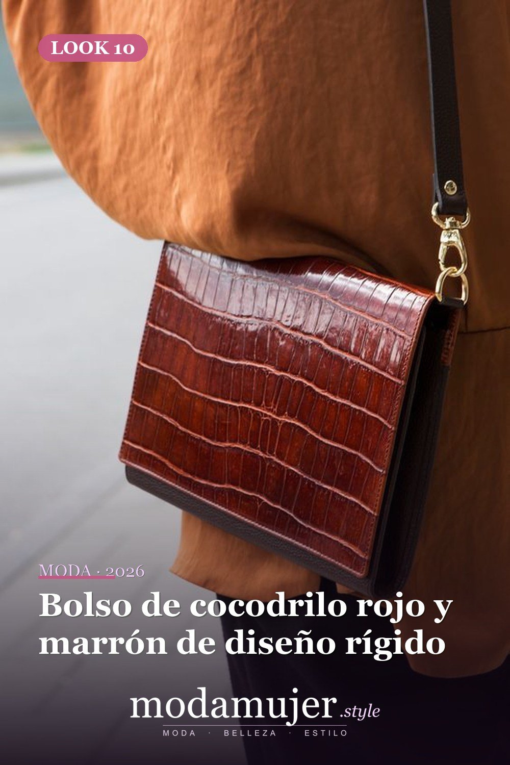 Bolso de cocodrilo rojo y marrón de diseño rígido — 15 bolsas de piel de reptil para un toque moderno