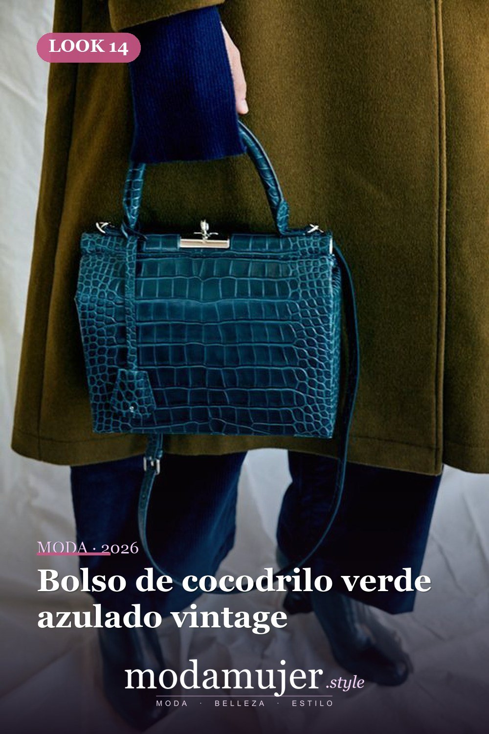 Bolso de cocodrilo verde azulado vintage — 15 bolsas de piel de reptil para un toque moderno