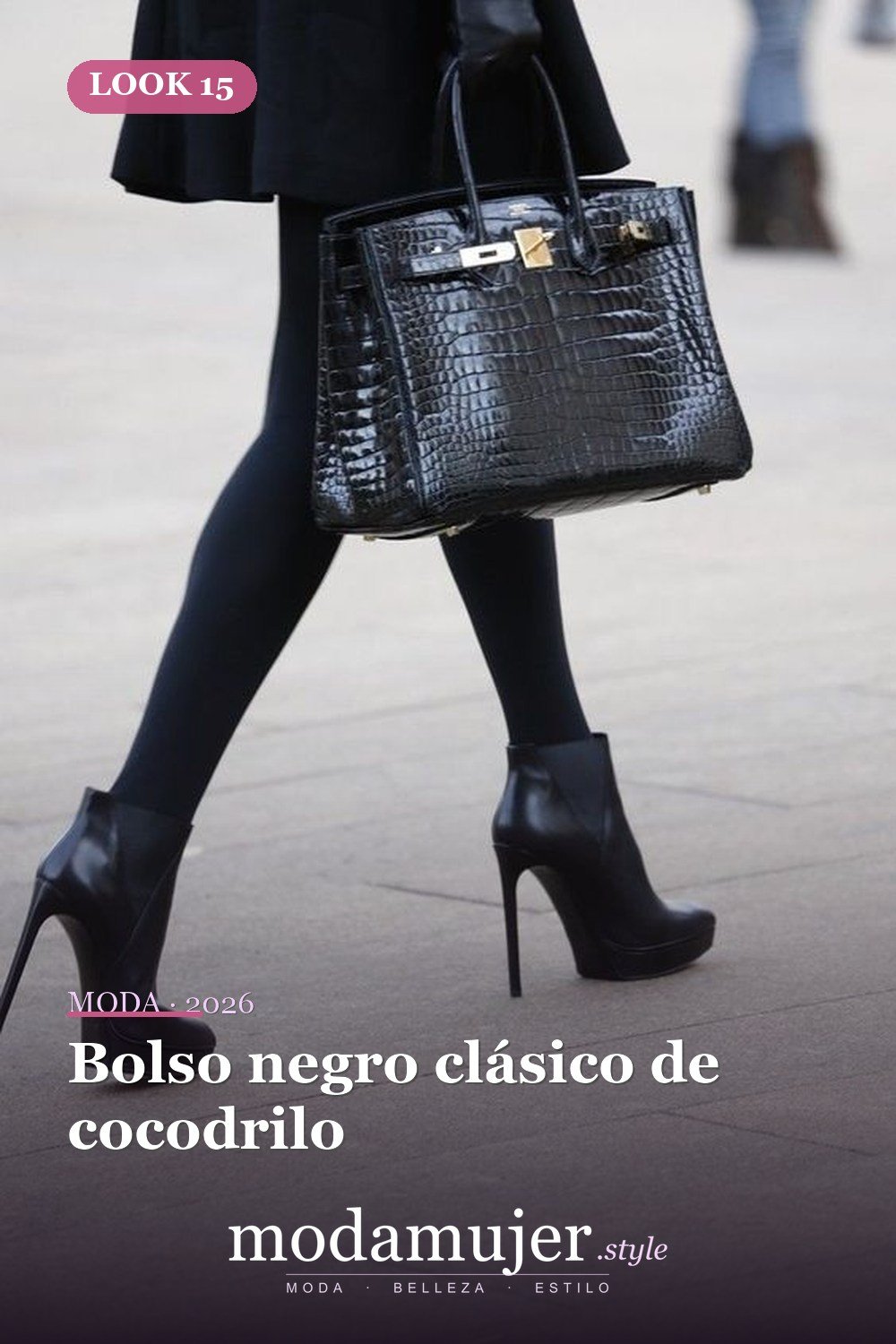 Bolso negro clásico de cocodrilo — 15 bolsas de piel de reptil para un toque moderno