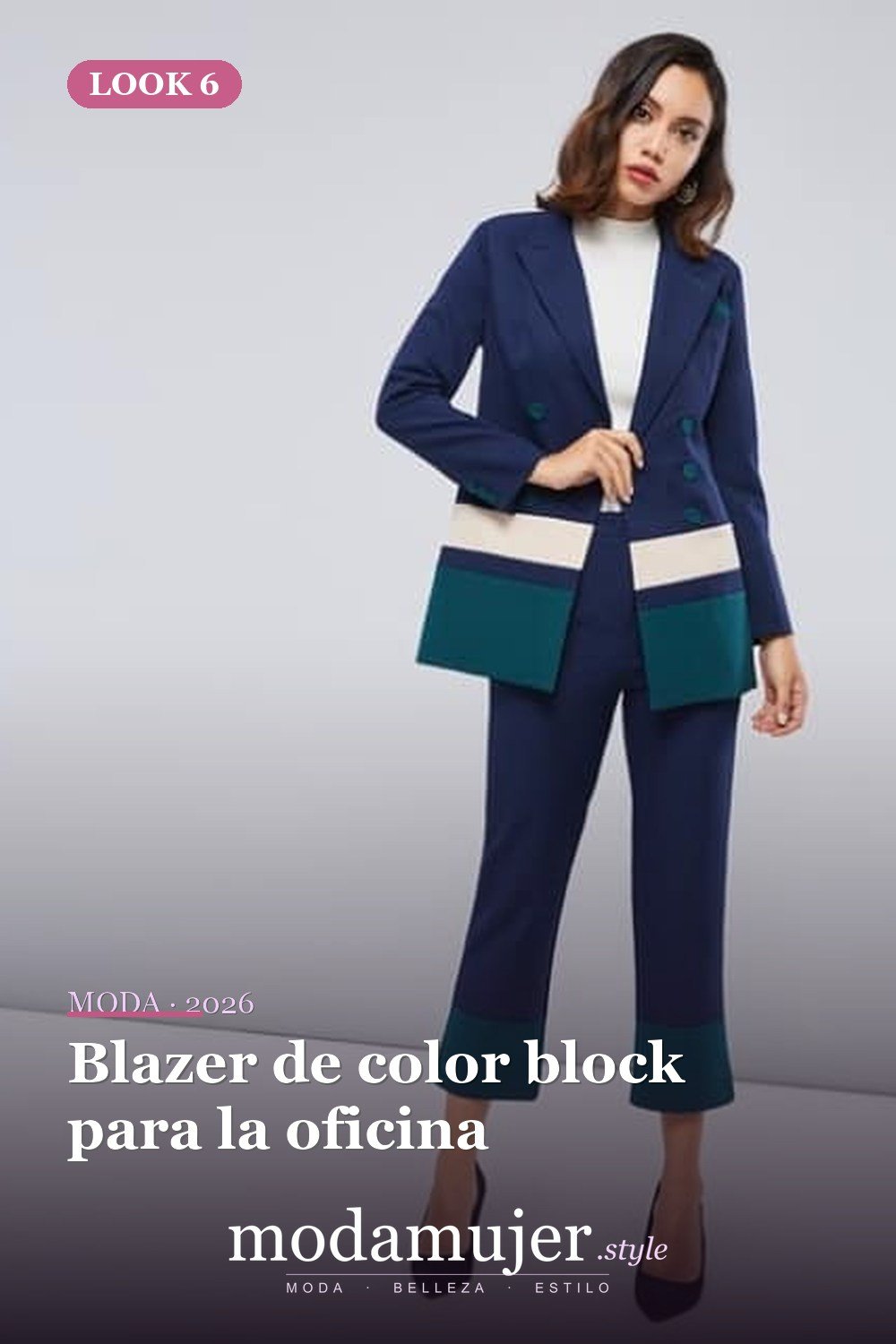 Blazer de color block para la oficina — 15 conjuntos con pantalones de bloques de colores