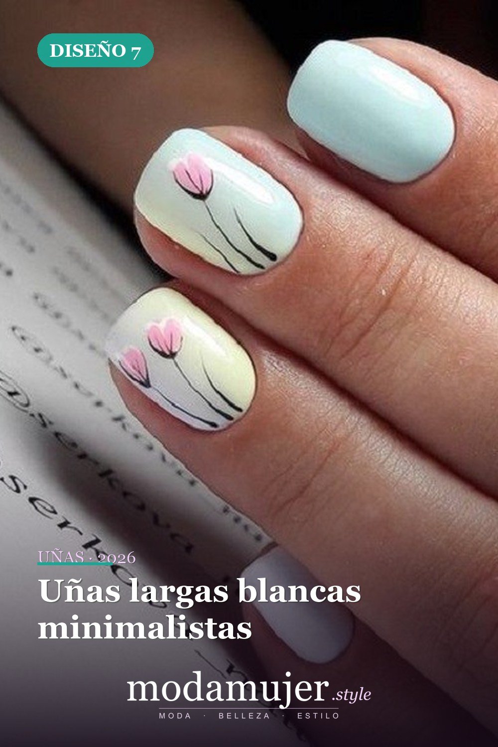 Uñas largas blancas minimalistas — 15 diseños de uñas blancas brillantes y elegantes