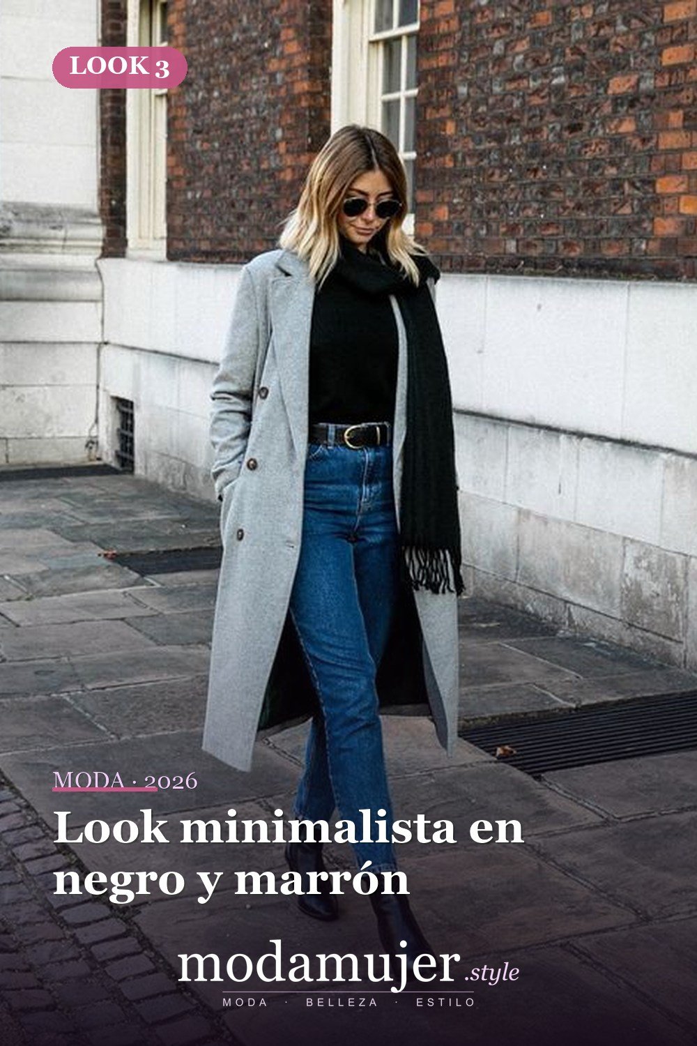 Look minimalista en negro y marrón — 15 ideas vanguardistas de jeans para llevar en 2026