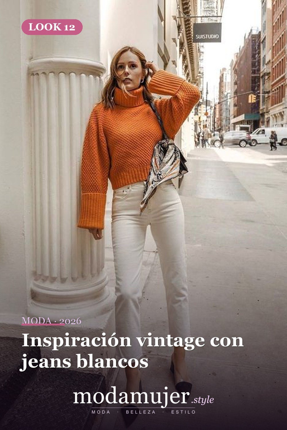 Inspiración vintage con jeans blancos — 15 ideas vanguardistas de jeans para llevar en 2026