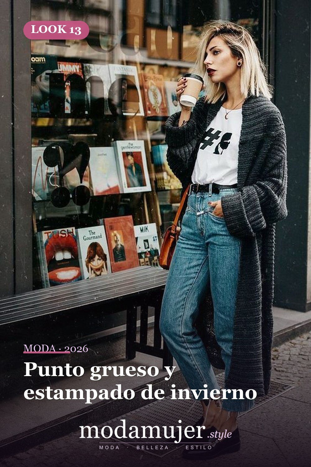 Punto grueso y estampado de invierno — 15 ideas vanguardistas de jeans para llevar en 2026