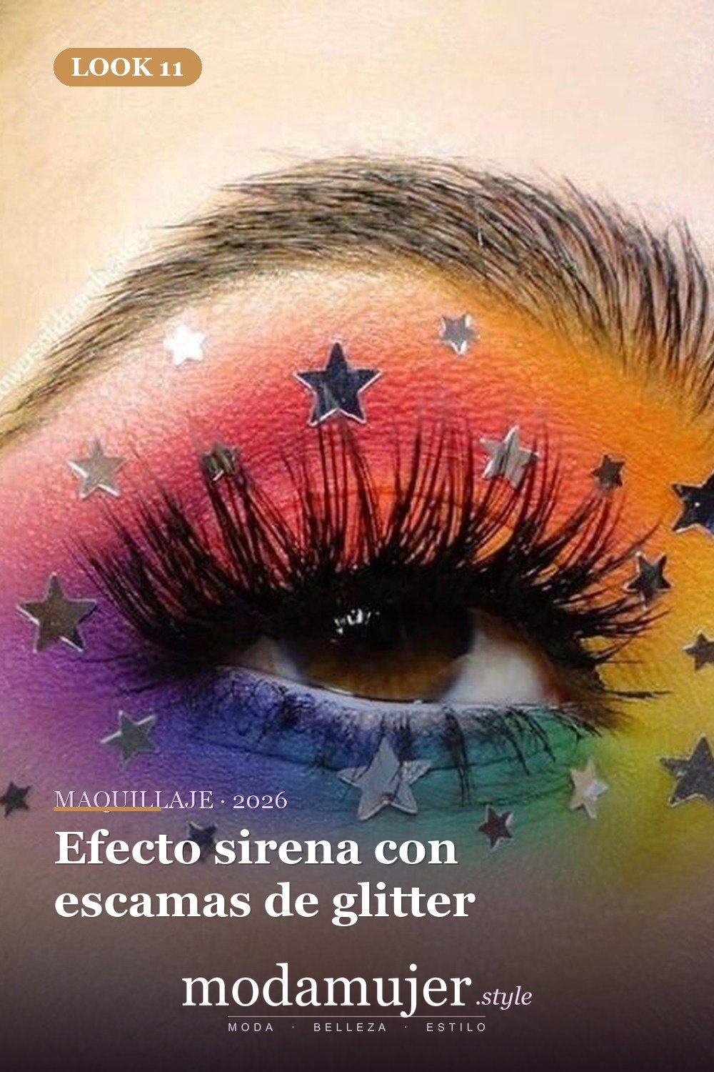 Efecto sirena con escamas de glitter — 15 Maquillajes con brillo de estrellas que te fascinarán