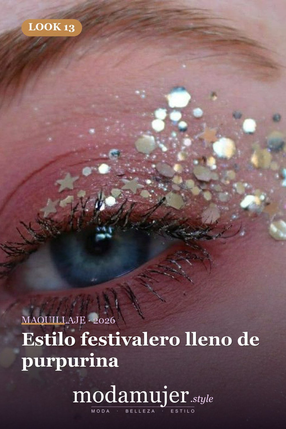 Estilo festivalero lleno de purpurina — 15 Maquillajes con brillo de estrellas que te fascinarán