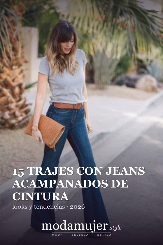15 trajes con jeans acampanados de cintura alta para mujer - ModaMujer