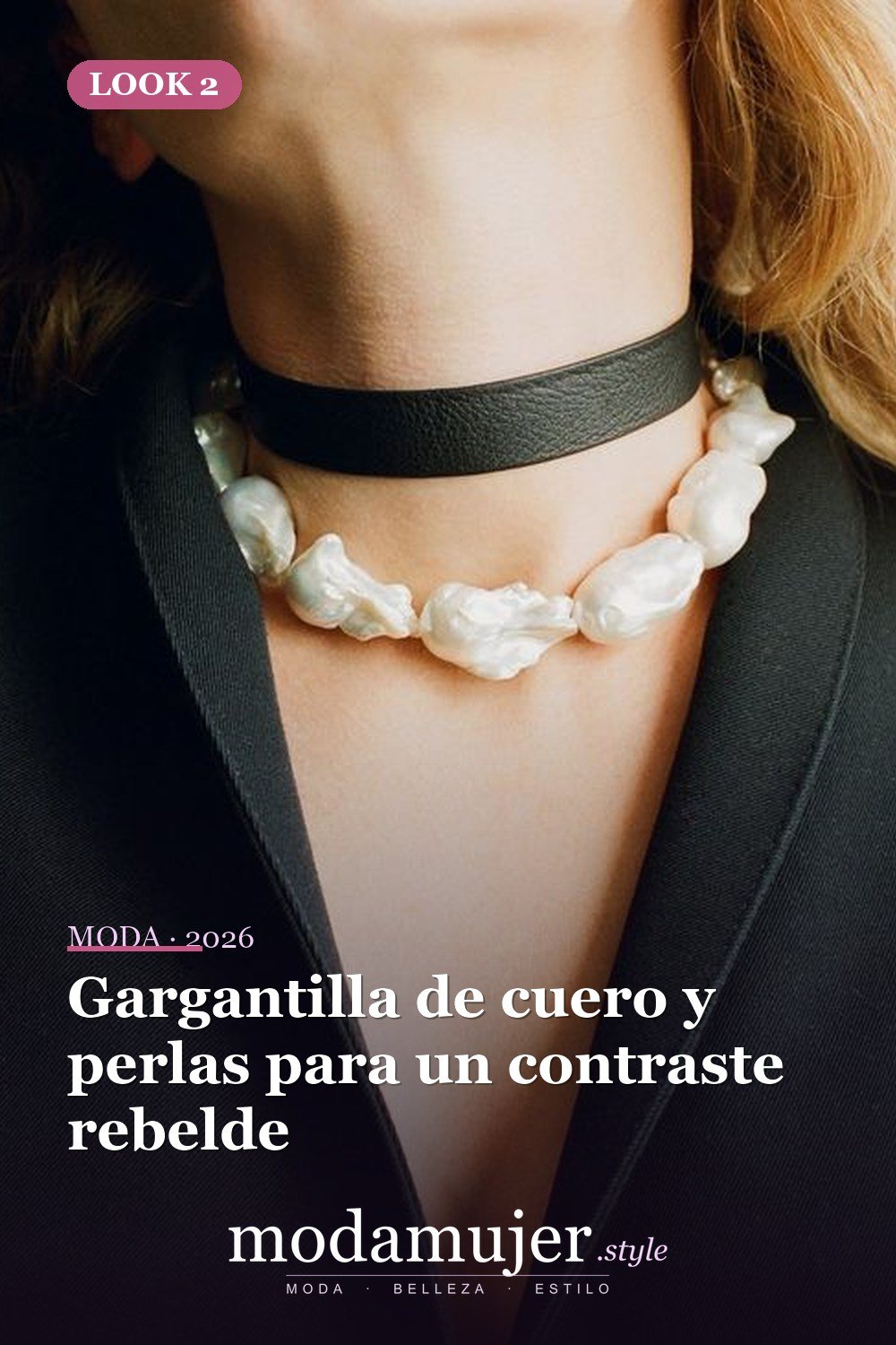 Gargantilla de cuero y perlas para un contraste rebelde — 16 ideas de joyas de perlas barrocas vanguardistas para 2026
