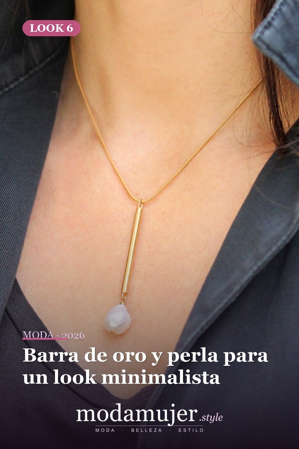 Barra de oro y perla para un look minimalista — 16 ideas de joyas de perlas barrocas vanguardistas para 2026