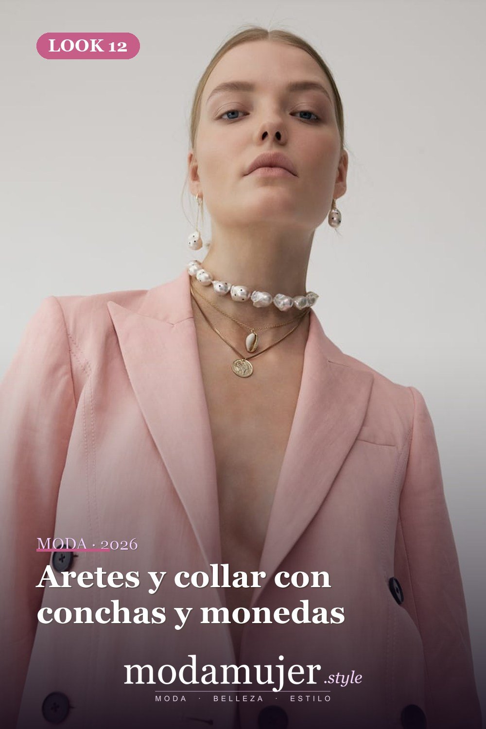 Aretes y collar con conchas y monedas — 16 ideas de joyas de perlas barrocas vanguardistas para 2026