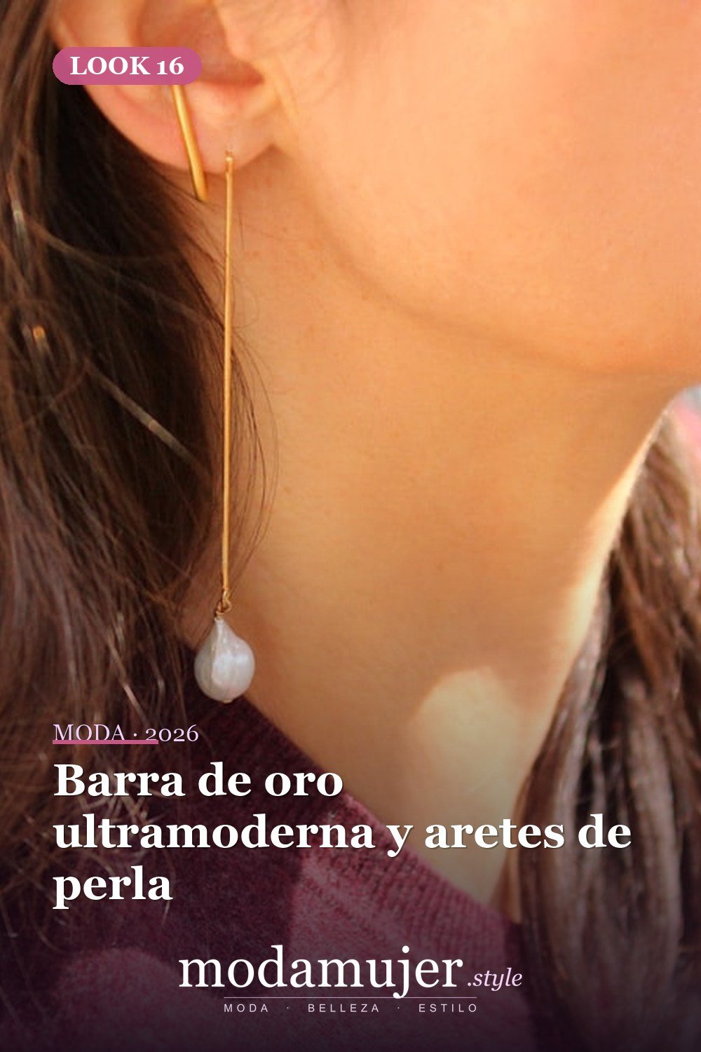 Barra de oro ultramoderna y aretes de perla — 16 ideas de joyas de perlas barrocas vanguardistas para 2026