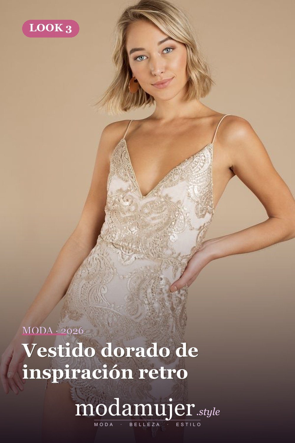 Vestido dorado de inspiración retro — 16 vestidos de lentejuelas brillantes para comprar en 2026