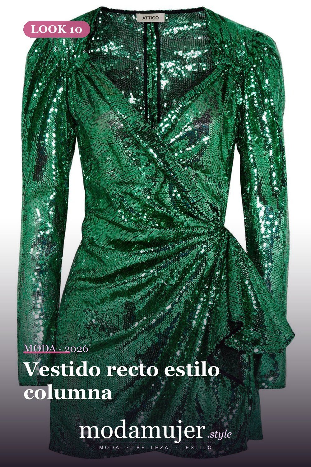 Vestido recto estilo columna — 16 vestidos de lentejuelas brillantes para comprar en 2026