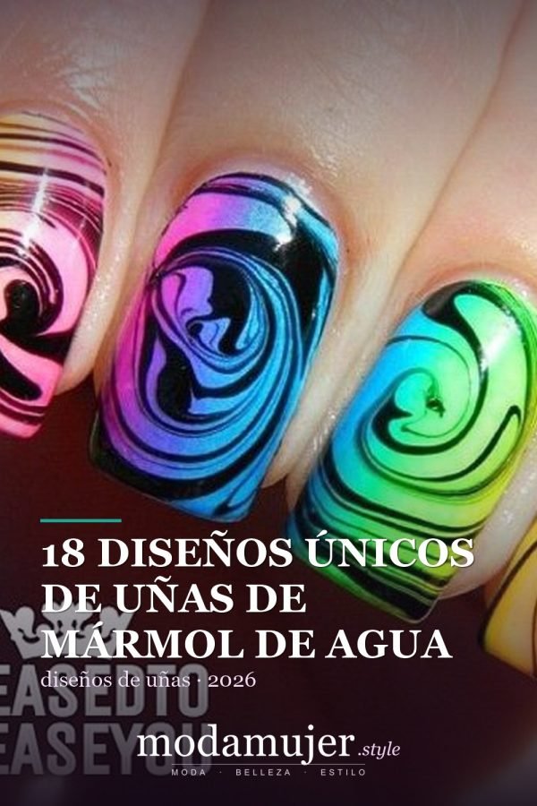 18 diseños únicos de uñas de mármol de agua