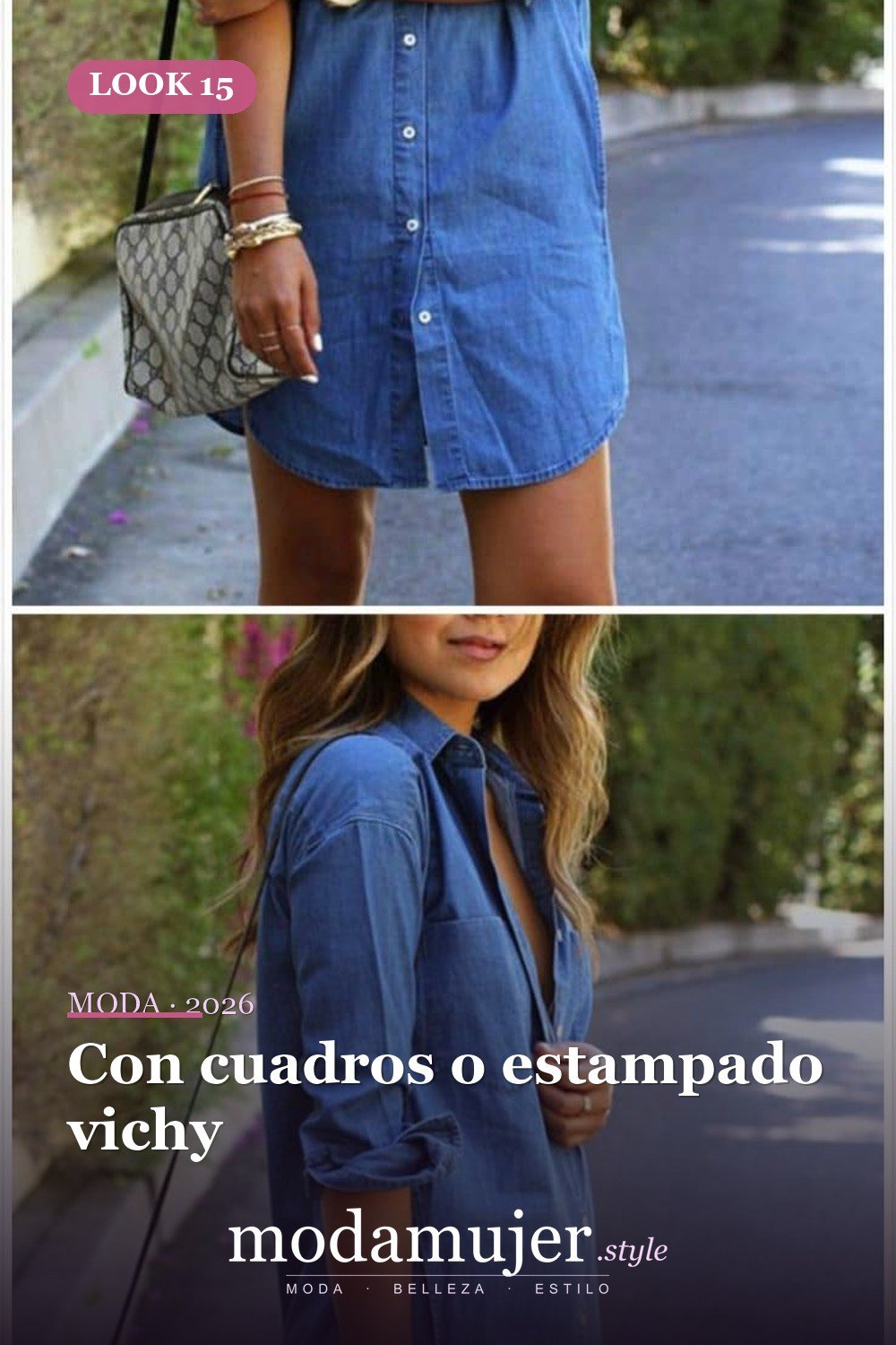 Con cuadros o estampado vichy — 18 formas simples de usar un vestido camisero