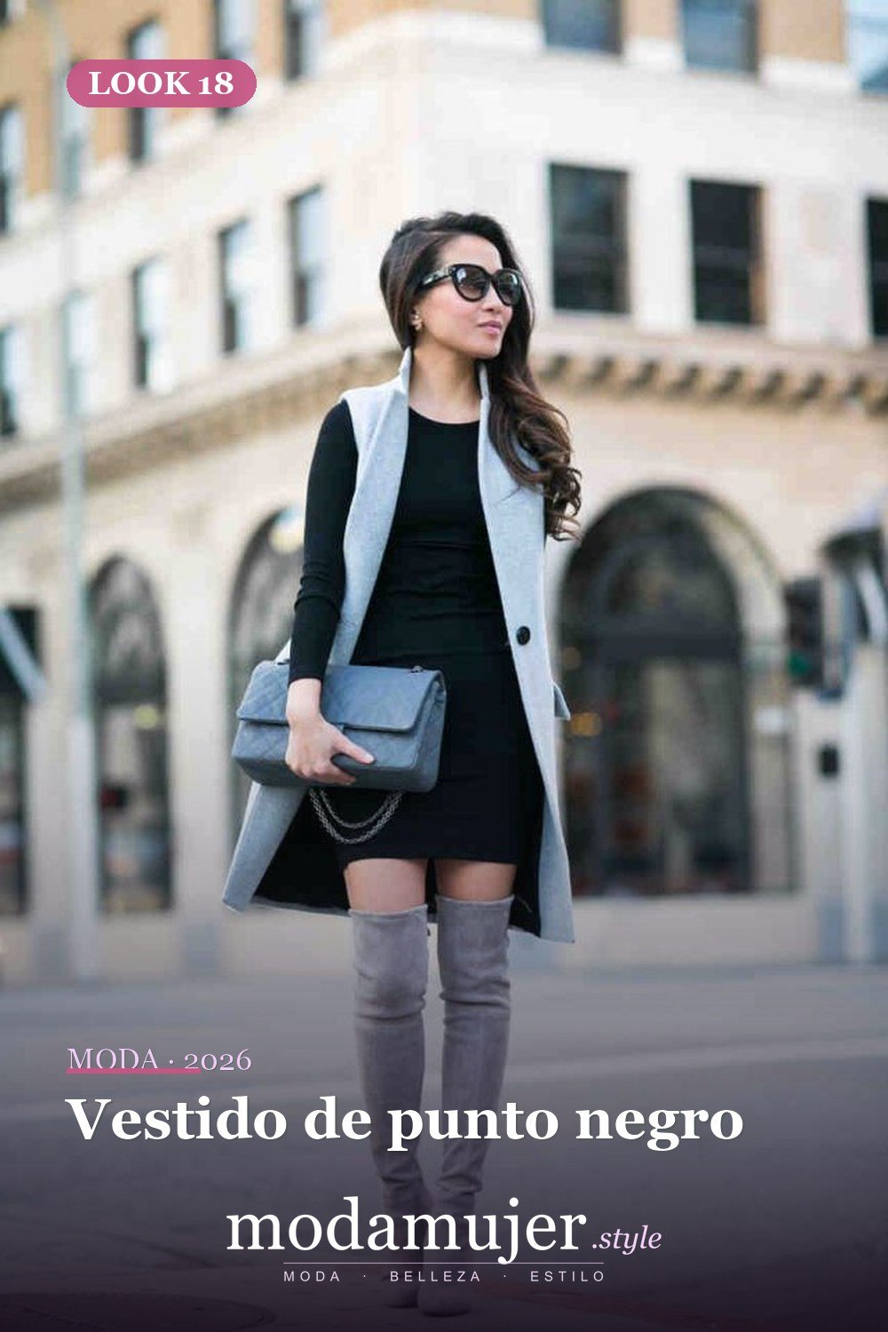 Vestido de punto negro — 18 ideas de outfits con vestidos de punto para 2026