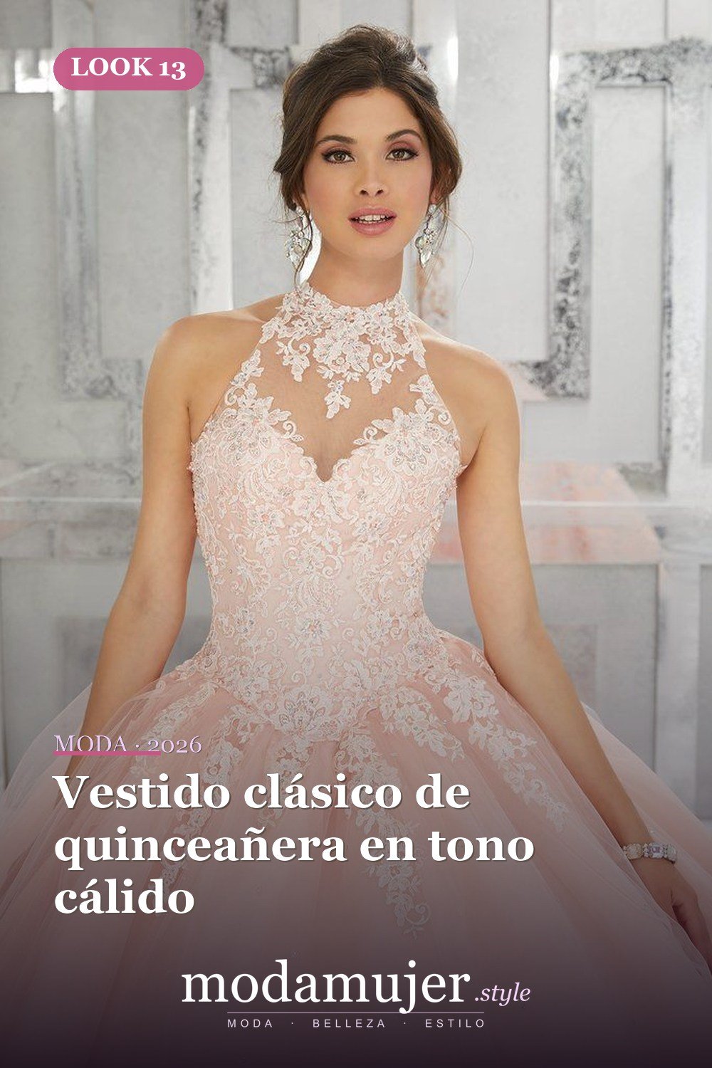 Vestido clásico de quinceañera en tono cálido — 18 ideas de vestidos de quinceañera absolutamente impresionantes
