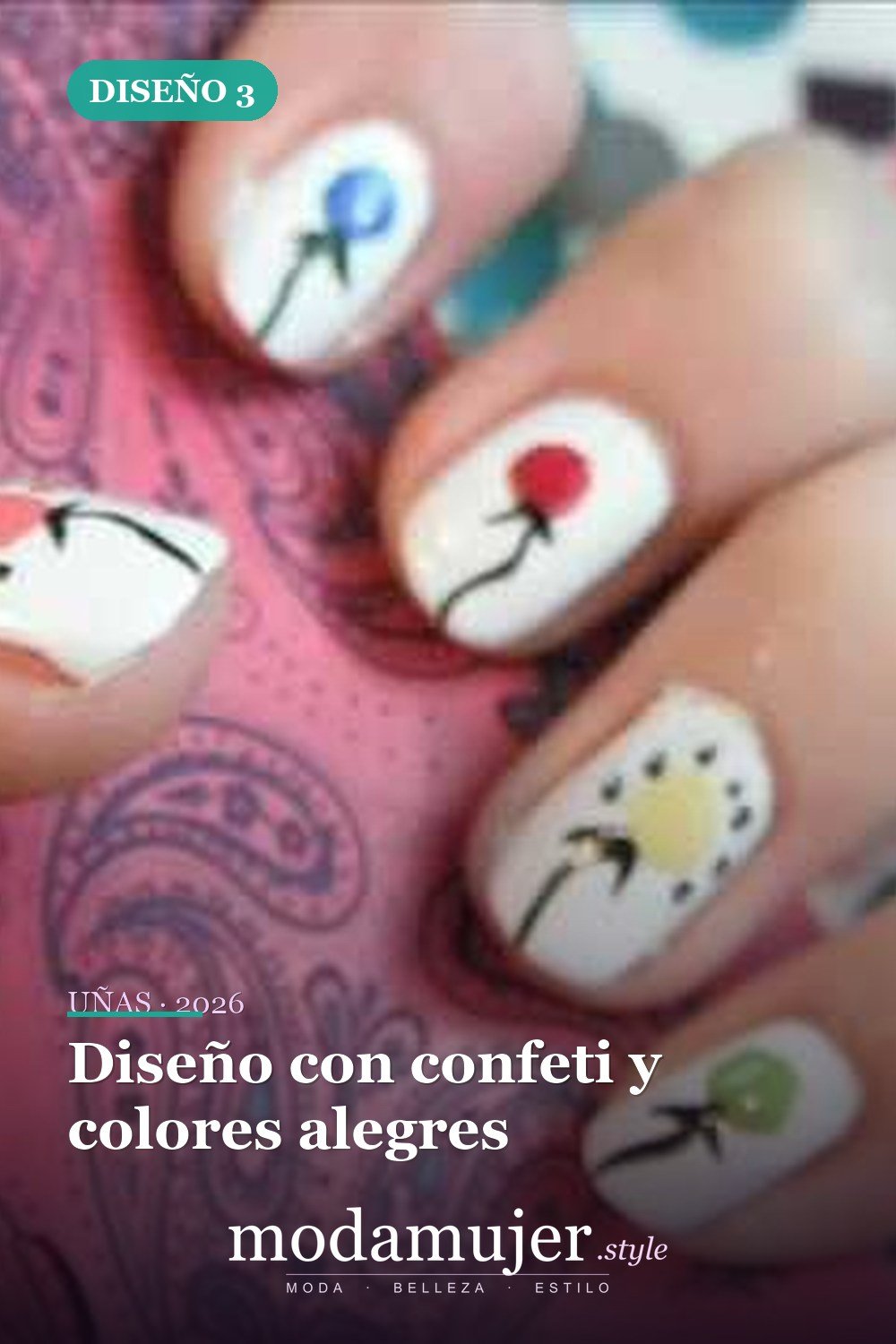 Diseño con confeti y colores alegres — 18 increíbles ideas de diseños de uñas para cumpleaños