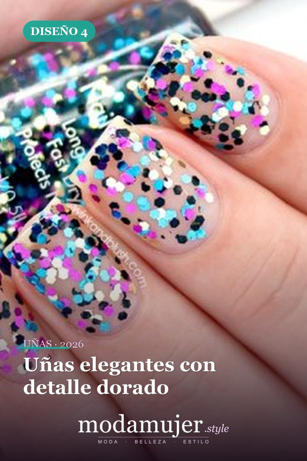 Uñas elegantes con detalle dorado — 18 increíbles ideas de diseños de uñas para cumpleaños