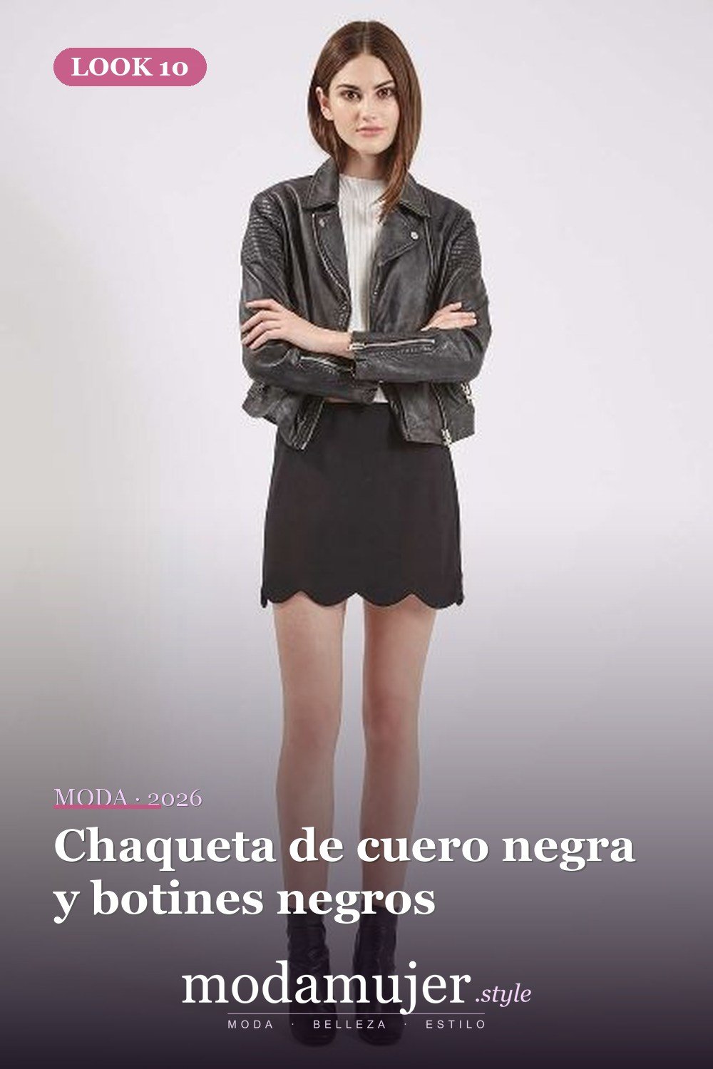 Chaqueta de cuero negra y botines negros — 18 outfits con faldas festoneadas para este otoño