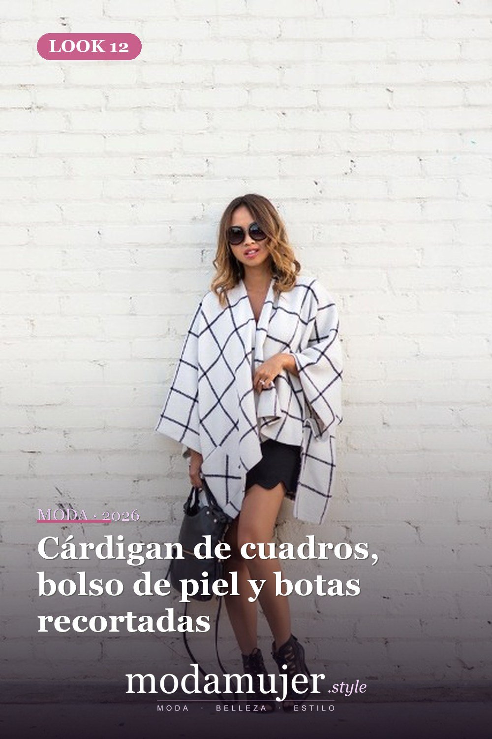 Cárdigan de cuadros, bolso de piel y botas recortadas — 18 outfits con faldas festoneadas para este otoño