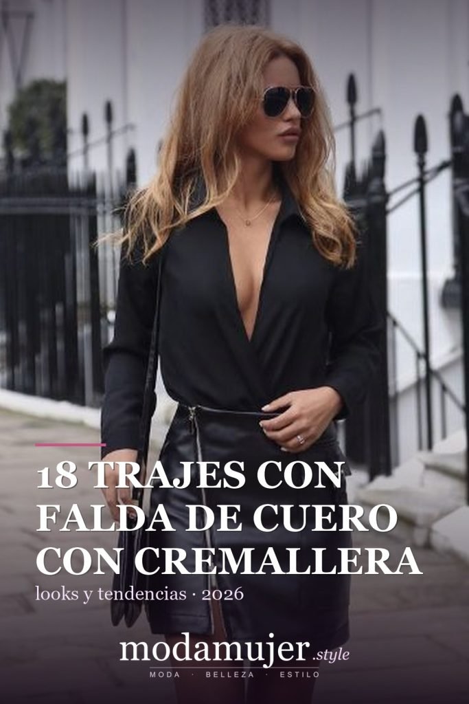 18 trajes con falda de cuero con cremallera para esta temporada - ModaMujer