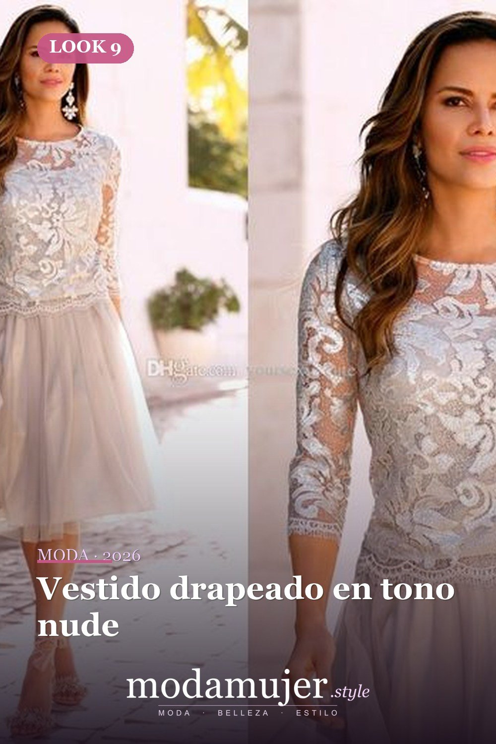 Vestido drapeado en tono nude — 19 fabulosos looks para la madre de la novia