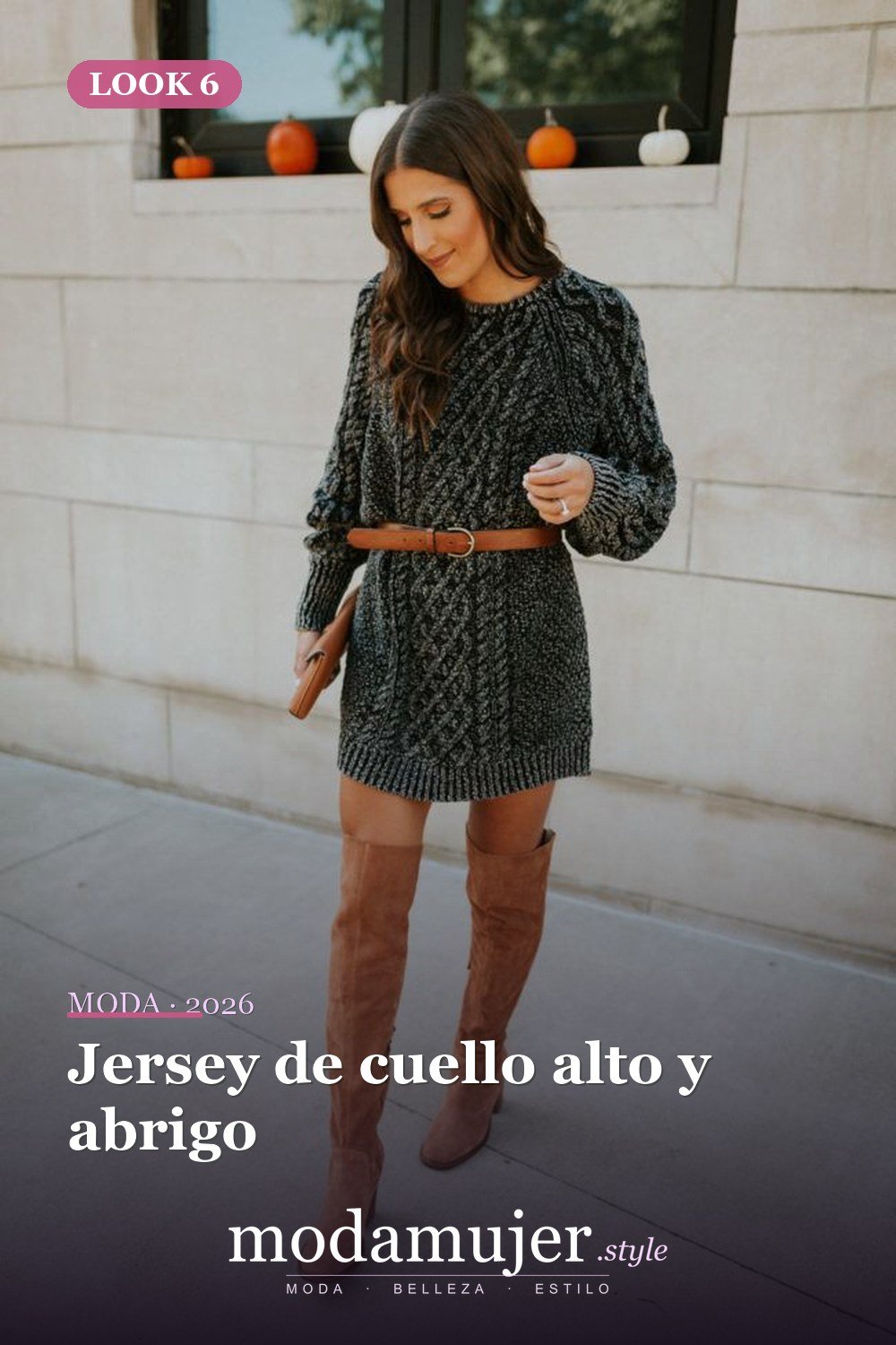 Jersey de cuello alto y abrigo — 19 ideas de atuendos con suéter de moda para mujeres