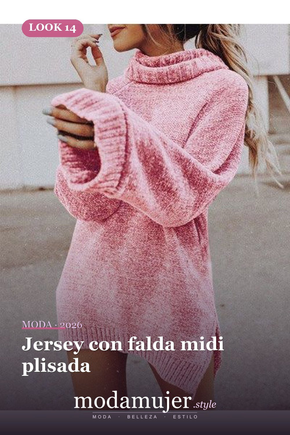 Jersey con falda midi plisada — 19 ideas de atuendos con suéter de moda para mujeres