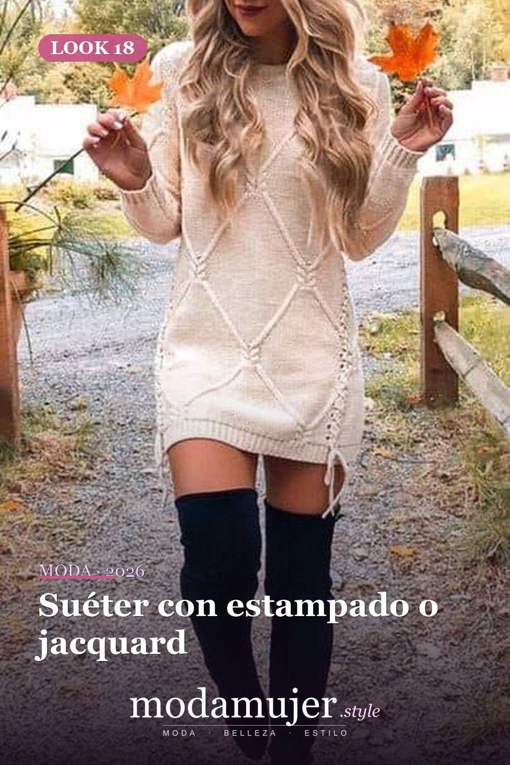 Suéter con estampado o jacquard — 19 ideas de atuendos con suéter de moda para mujeres