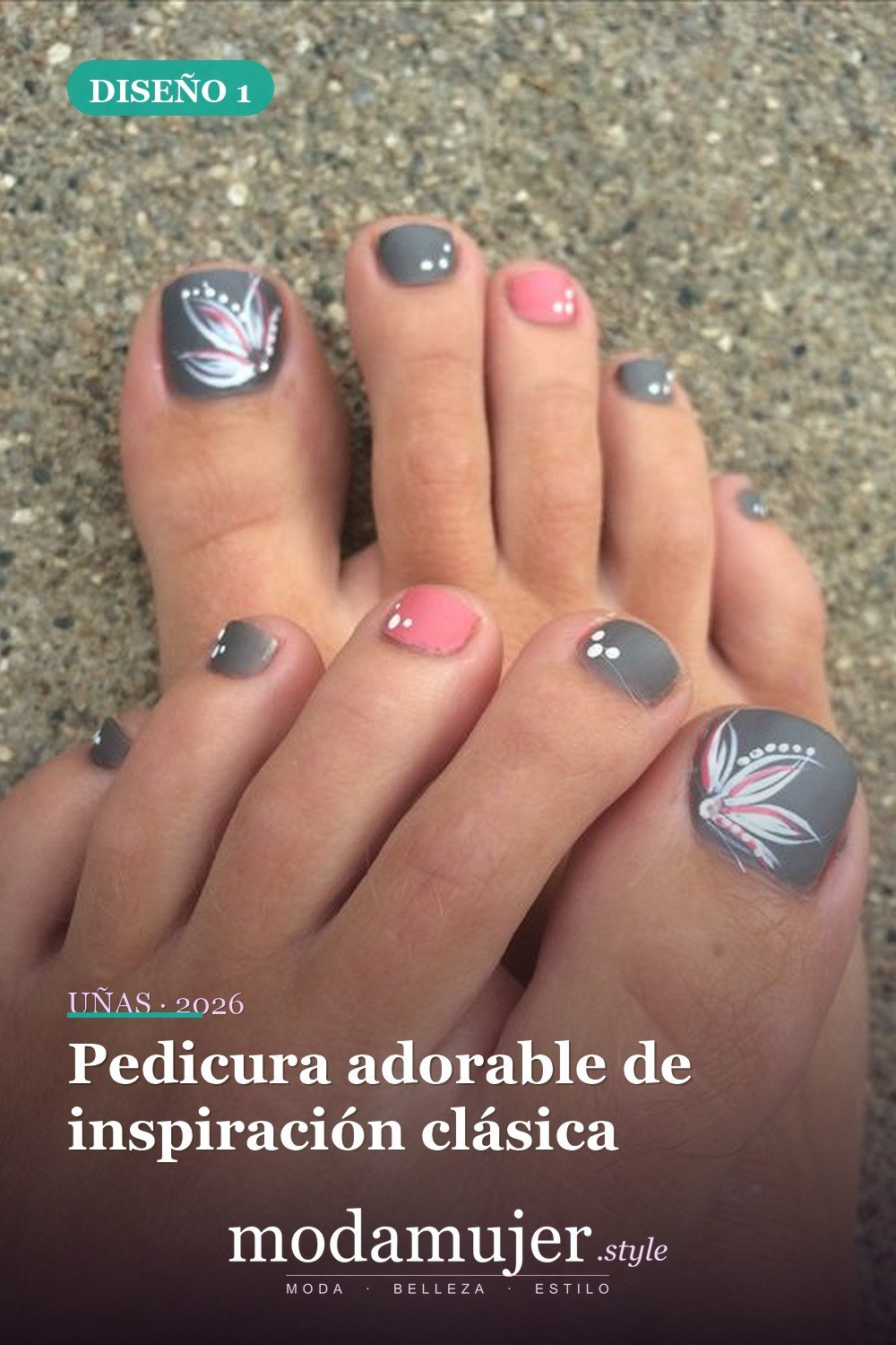 Pedicura adorable de inspiración clásica — 20 adorables diseños de uñas para los pies fáciles 2026