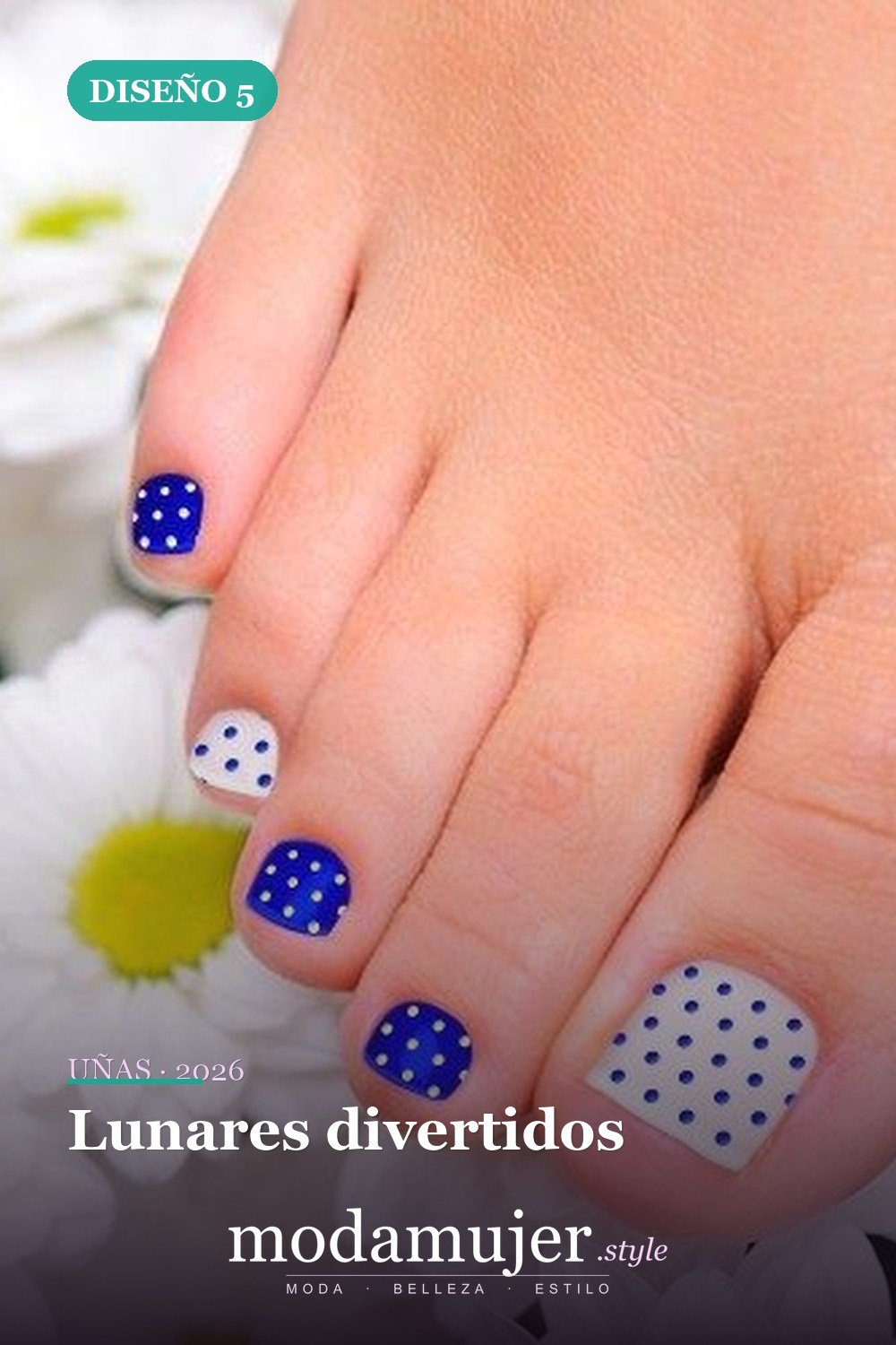 Lunares divertidos — 20 adorables diseños de uñas para los pies fáciles 2026