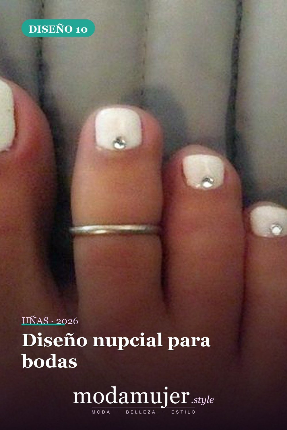 Diseño nupcial para bodas — 20 adorables diseños de uñas para los pies fáciles 2026