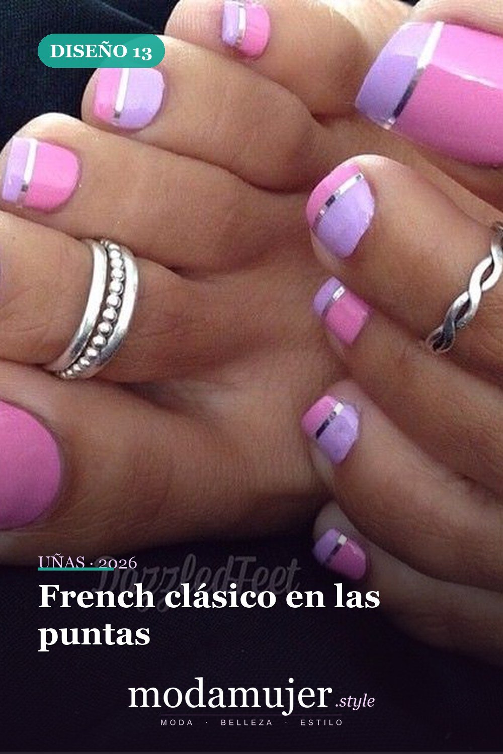 French clásico en las puntas — 20 adorables diseños de uñas para los pies fáciles 2026