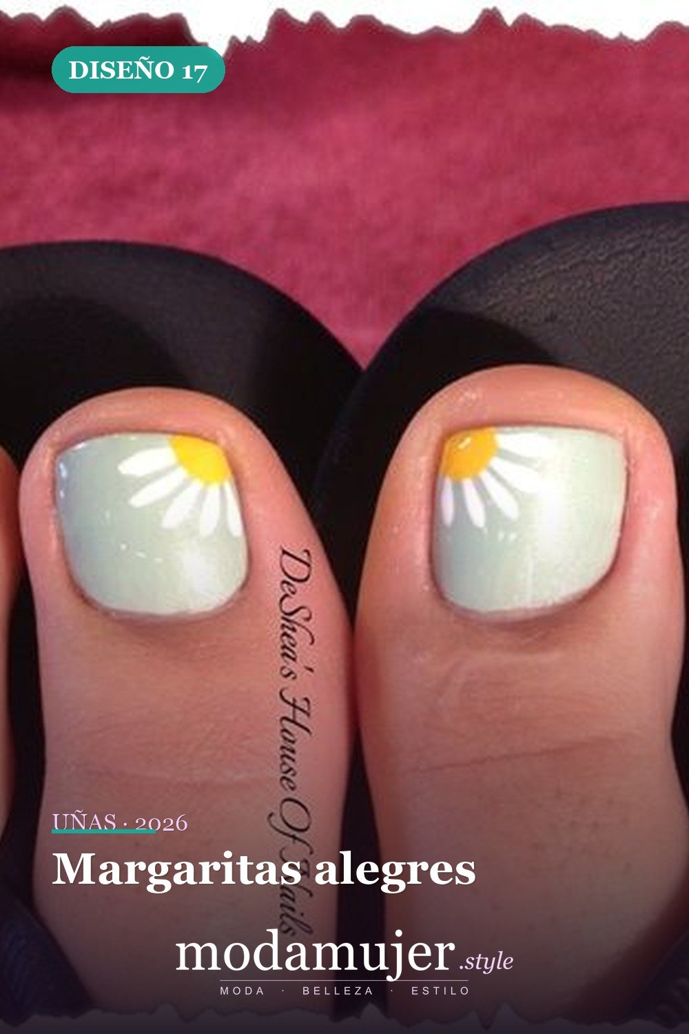 Margaritas alegres — 20 adorables diseños de uñas para los pies fáciles 2026