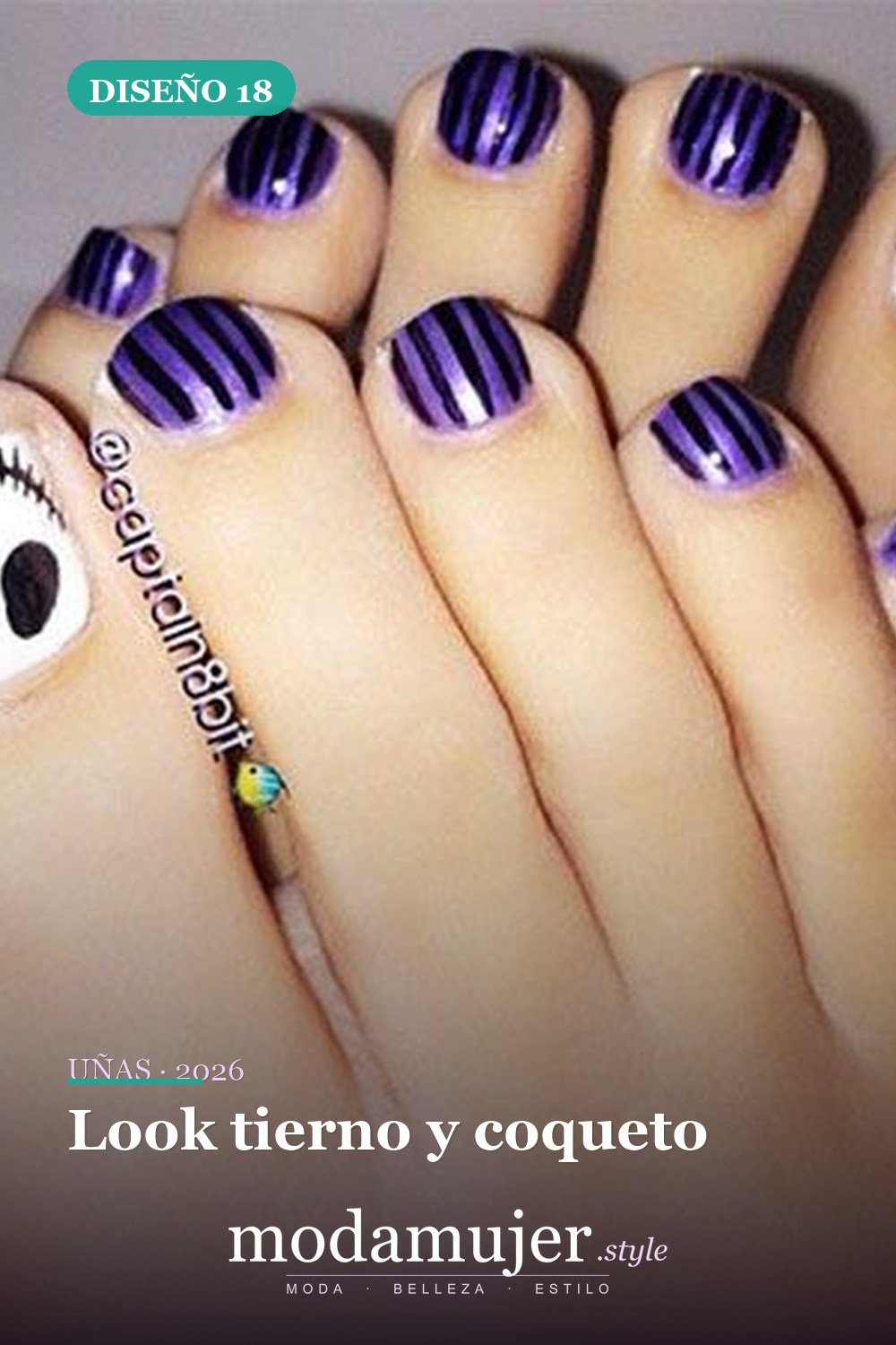 Look tierno y coqueto — 20 adorables diseños de uñas para los pies fáciles 2026