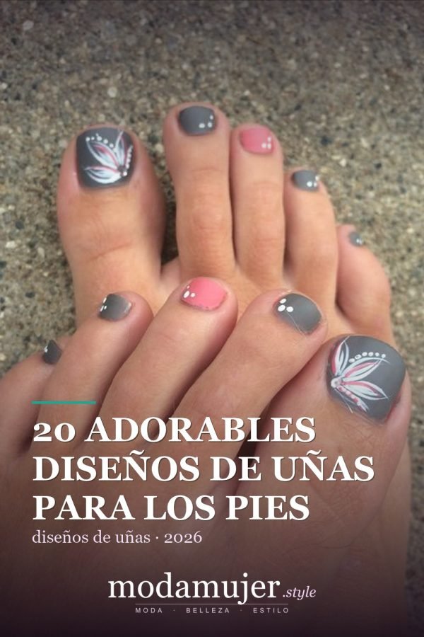 20 adorables diseños de uñas para los pies fáciles 2026