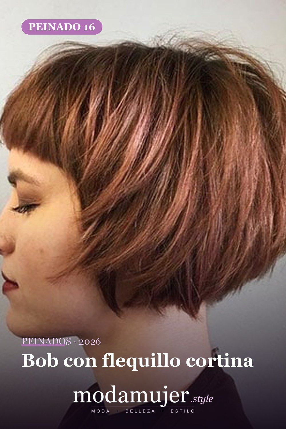 Bob con flequillo cortina — 20 cortes de pelo cortos Bob para mujeres