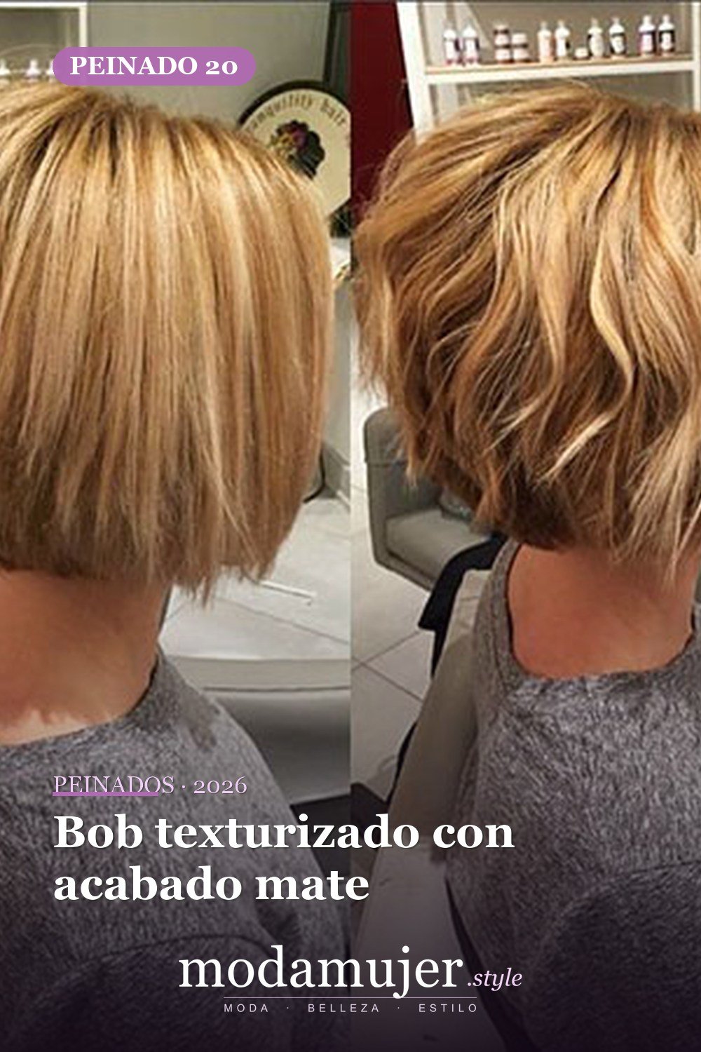 Bob texturizado con acabado mate — 20 cortes de pelo cortos Bob para mujeres