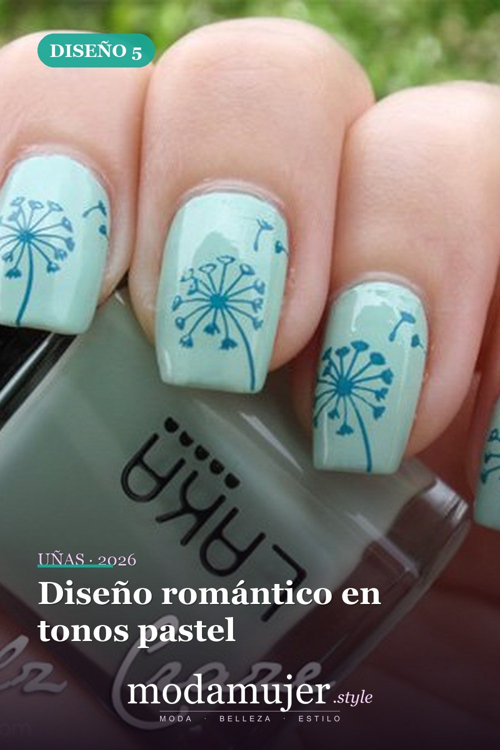Diseño romántico en tonos pastel — 20 diseños simples de uñas de diente de león