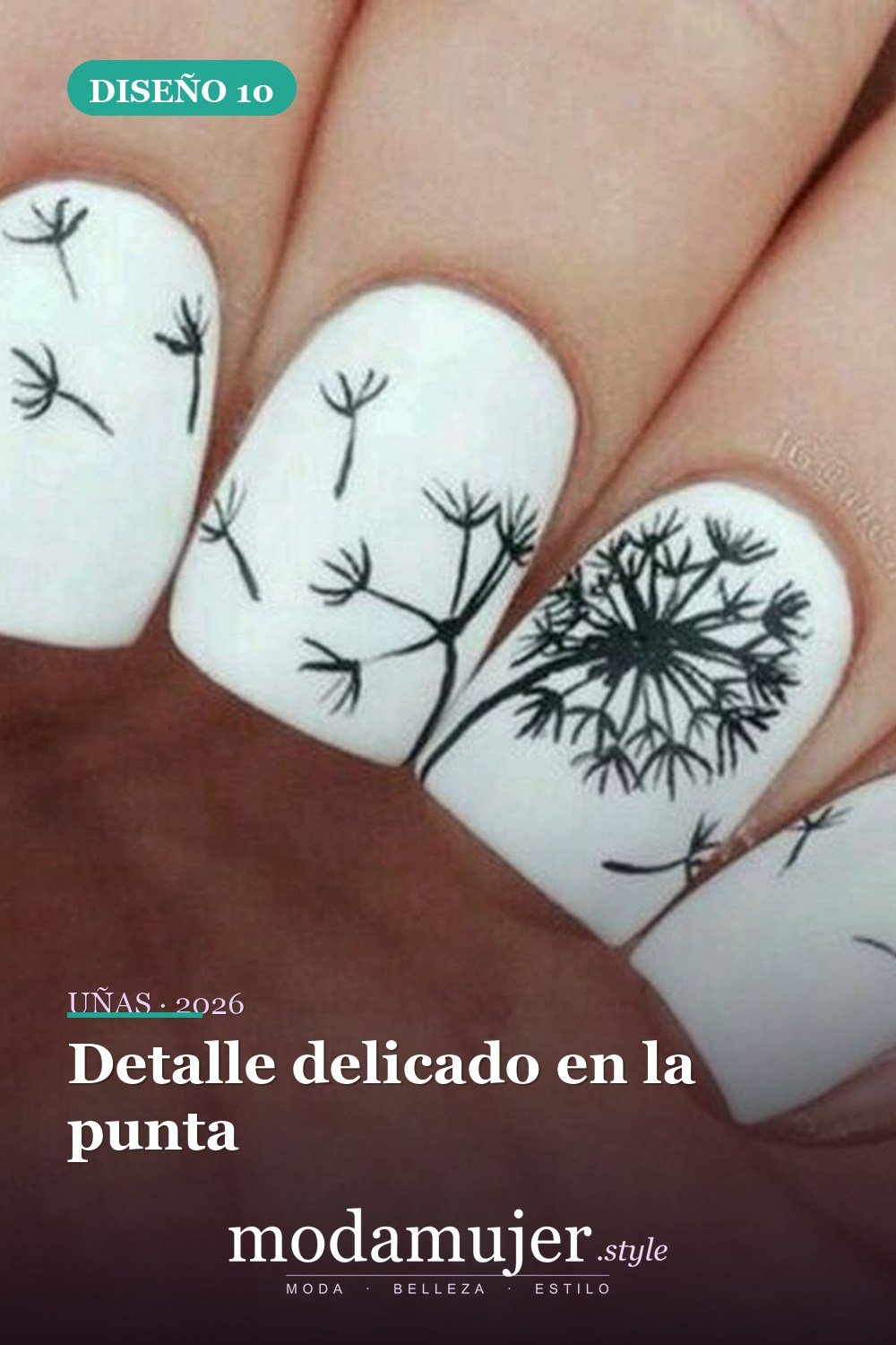 Detalle delicado en la punta — 20 diseños simples de uñas de diente de león