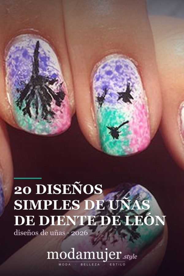20 diseños simples de uñas de diente de león