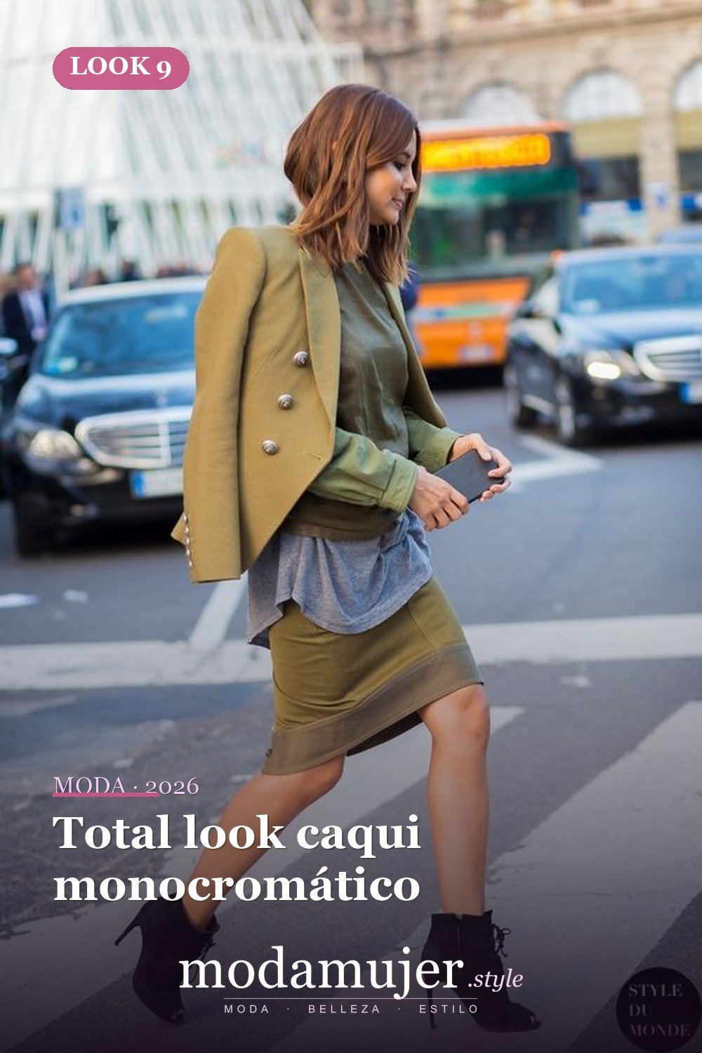 Total look caqui monocromático — 20 maneras bonitas de usar atuendo de color caqui